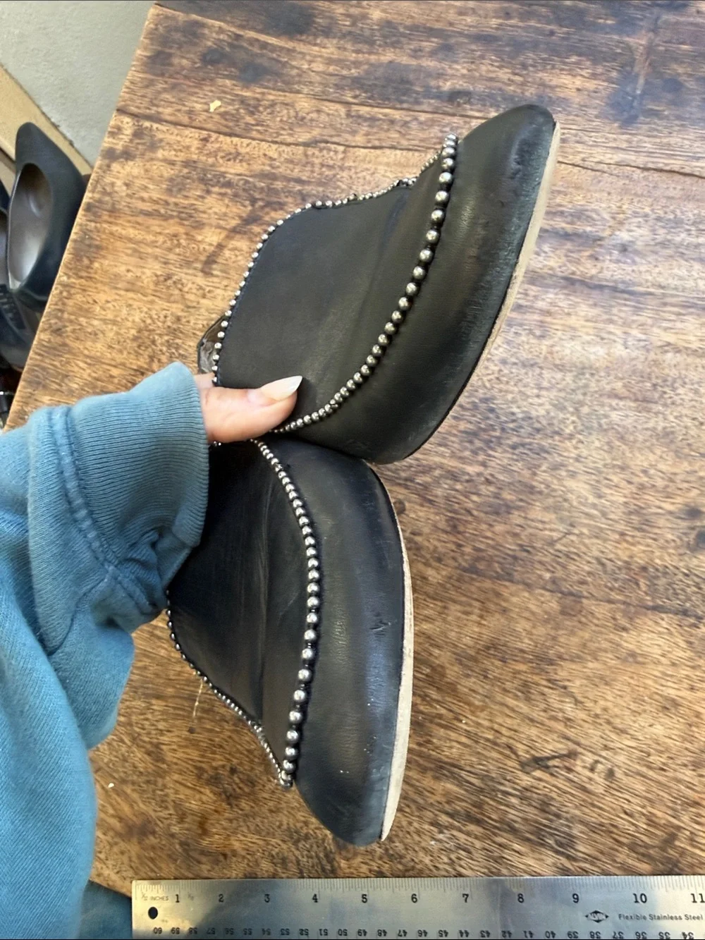 Coach Black Leather Studded Trim Loafers size 9